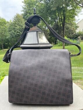 DUNHILL canvas leather FLAP BRIEFCASE BAG (PU110